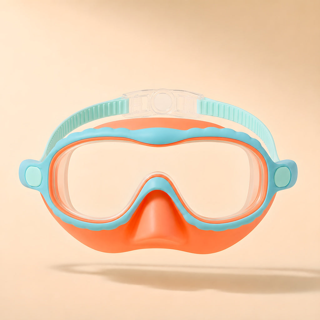 Lakeday kids swim goggles, Nose Cover in Coral Aqua