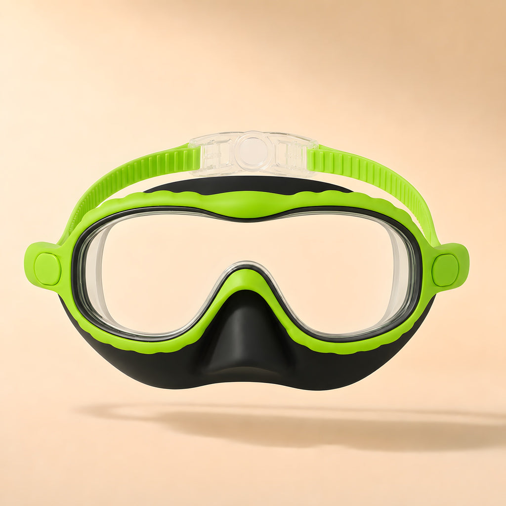 Lakeday kids swim goggles, Nose Cover in Neon Lime