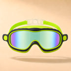 Lakeday kids swim goggles, Open Nose in Lime Prism