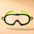 Lakeday kids swim goggles, Open Nose in Midnight Lime